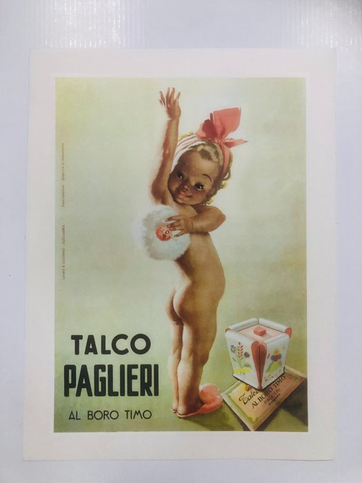 Gino Boccasile - Talco Paglieri "AL BORO TIMO" (linen backed on canvas) - Jaren 1970