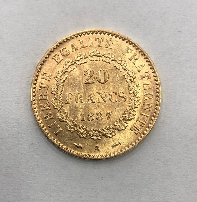 France. Third Republic (1870-1940). 20 Francs 1887-A, Paris