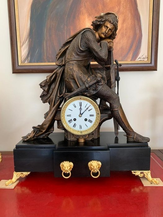 Orologio da mensola - Jappy Freres & Cie - Bronzo dorato, Lega, Marmo - Fine XIX secolo