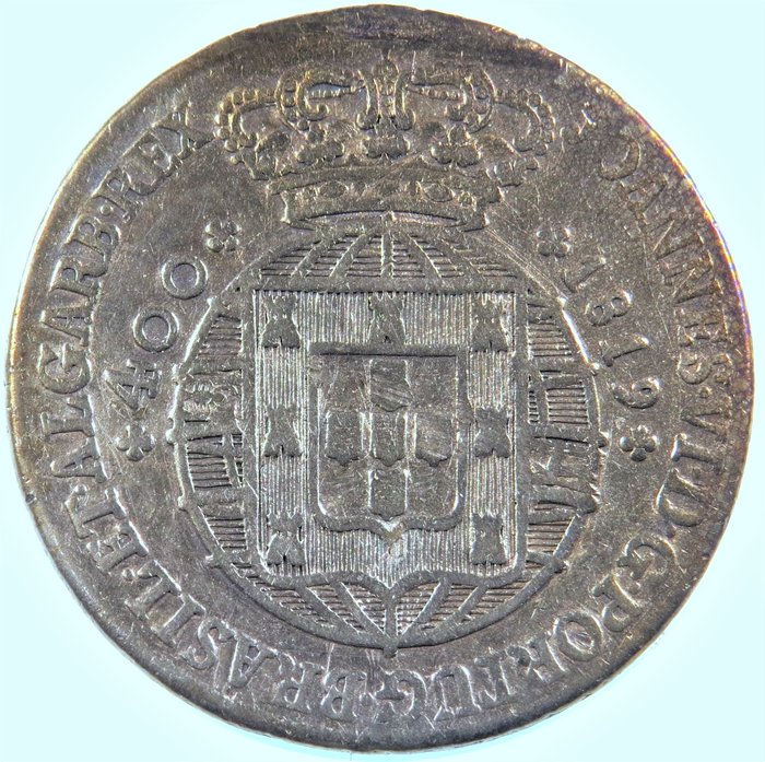 Portogallo. Giovanni VI del Portogallo (1816-1826). Cruzado Novo (480 Reis) 1819 - Coroa Alta