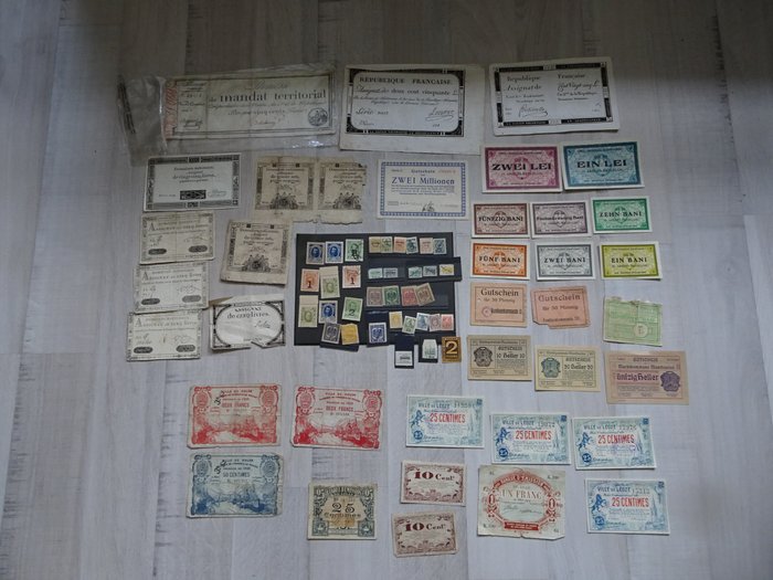 World - 70 banknotes / assignats / stamps - Various dates