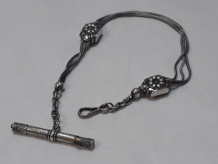 French Antique Pocket Watch Chain with 2 fobs - NO RESERVE PRICE - Unisex - 1850-1900
