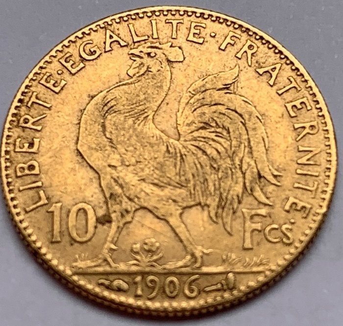 France. 10 Francs 1906 Coq