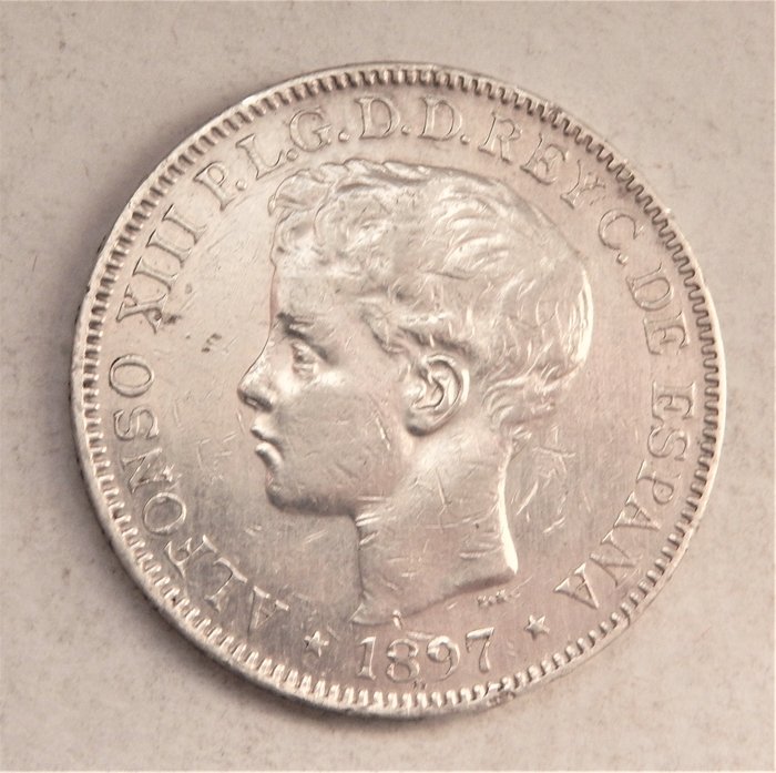 Philippines. Alfonso XIII (1886-1931). 1 Peso 1897 SGV Manila (Filipinas) - Escasa