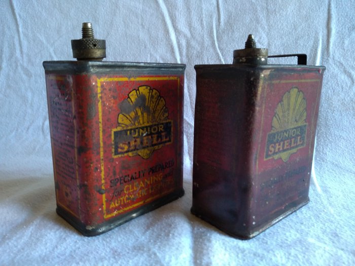 Decoratief object – Shell Oil Cans – 2 stuks Junior Shell – 1910-1920