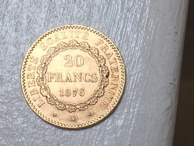 France. Third Republic (1870-1940). 20 Francs 1876A (Paris)