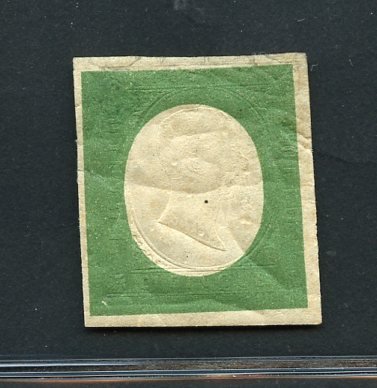Anciens états italiens - Sardaigne 1854 - 5 c. verde oliva scuro - non emesso - Sassone N.  10