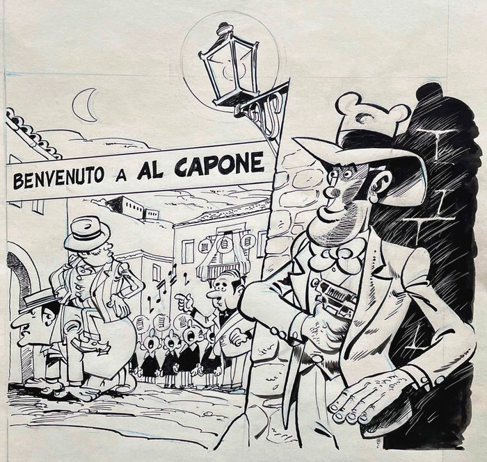 Attanasio, Dino - Originele tekening - Cover - Johnny Goodbye T2 - L'Héritage du sicilien - (1986)