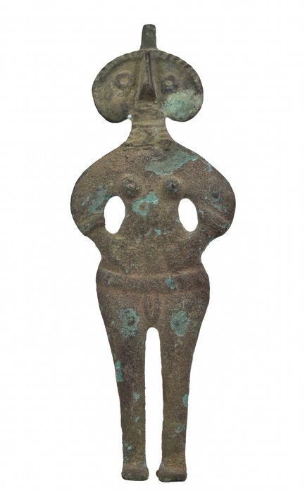 Figurina femminile votiva rara in bronzo in stile cultura della valle dell'Indo (1)