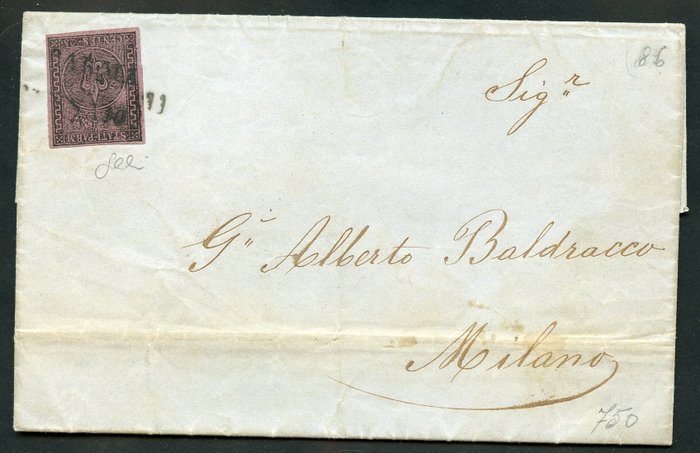 Italiaanse oude staten - Parma 1865 - 25 c. violet on letter - Sassone N.  4