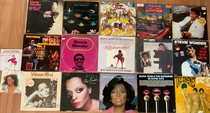 Diana Ross & The Supremes, Michael Jackson, Stevie Wonder - 12 Albums + 3 Maxi singles + 2 singles 45rpm - Diverse titels - 2xLP Album (dubbel album), 3xLP Album (Triple album), 45-toerenplaat (Single), LP's, Maxi Single 12" inch - Verschillende persingen - 1967/1984