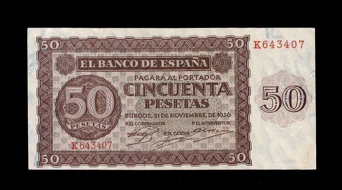 Spain - 50 Pesetas 1936 - Pick 100a