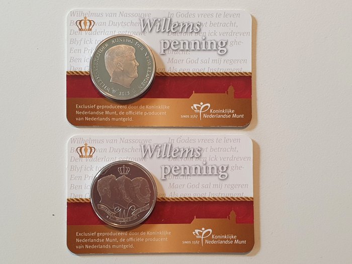 Niederlande. Coincards 2013 "Willemspenning" en "Willemspenning" verkeerd verpakt (2 stuks)