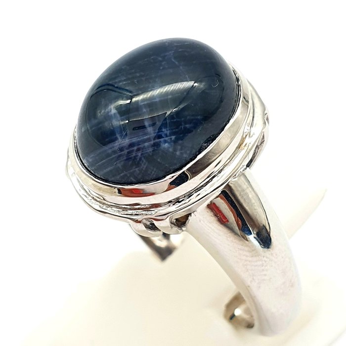 14 kt. White gold - Ring - 12.58 ct Star Sapphire