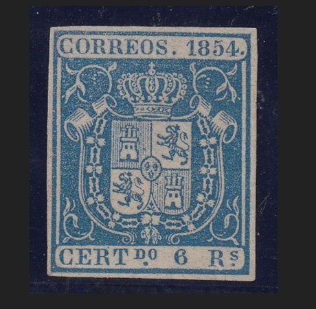 Spagna 1854 - Coat of arms of Spain. Graus certificate. - Edifil 27