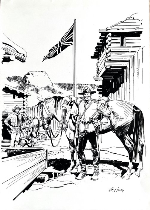 Tex - Giovanni Ticci - illustrazione originale - Losbladig