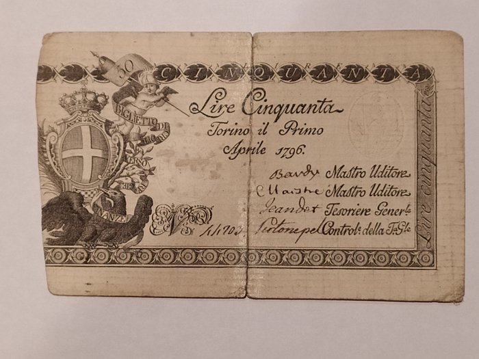 Italia, Regie Finanze di Torino - 50 Lire 01/04/1796 - Gav. Boa. 01.0040
