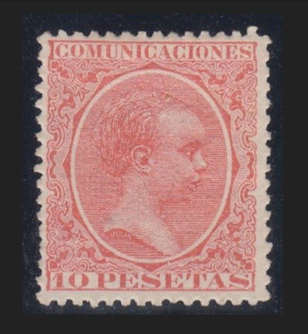 Spanje 1889/1901 - Alfonso XIII. Pelón type. 10 pesetas, vermilion. CEM certificate. - Edifil Nº 228.