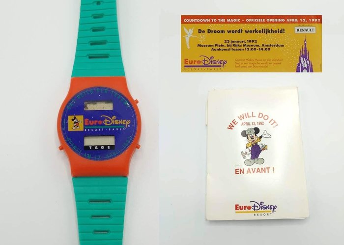 Euro Disney Resort - 5 Countdown items - 2 horloges, speciaal kladblok en uitnodigingen - (1991/1992)