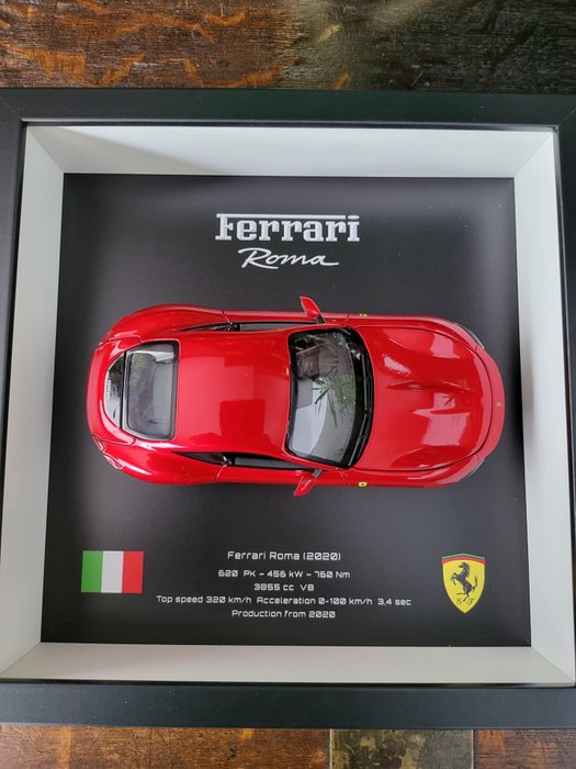 Preview of the first image of Decorative object - 3D Framed Ferrari Roma - Wheels in Frame.