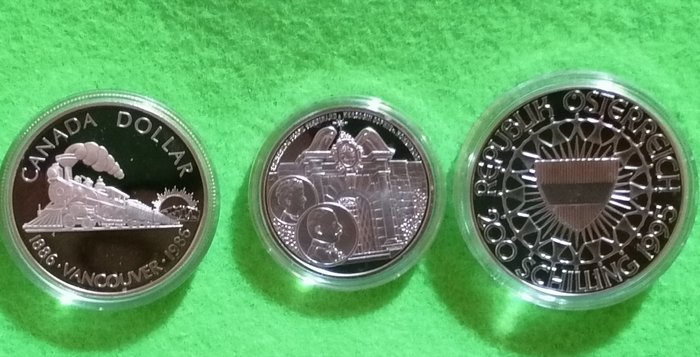 Canada, Oostenrijk. Lot of 3 coins 1996 - 1995 - 2004