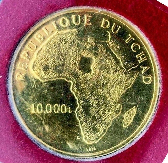 Chad. 10.000 Francs 1970 Proof '10th Anniversary of Independence' mintage only 90 pieces