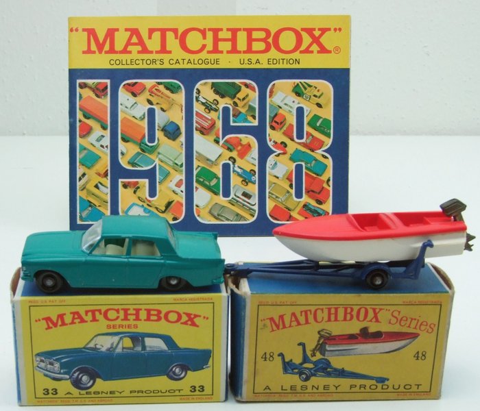 Matchbox - 1:64 - Ford Zephyr No.33, Trailer with Removable Sports Boat, USA Catalogus 1968
