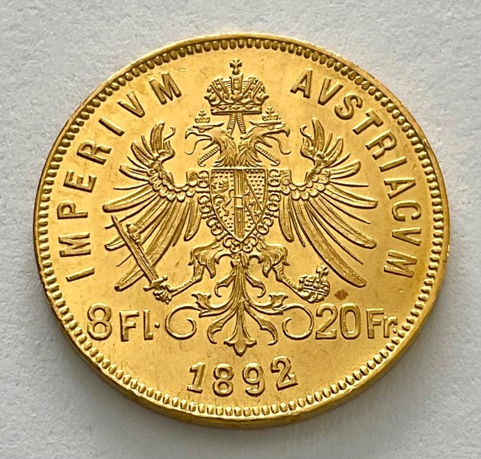 Österreich. 8 Florins/20 Francs 1892 - Franz Joseph I. (Neuprägung)