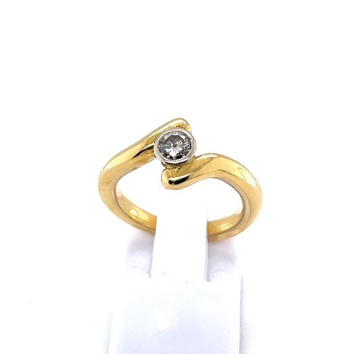 Preview of the first image of 18 kt. Bicolour, Gold, White gold - Ring - 0.10 ct Diamond.