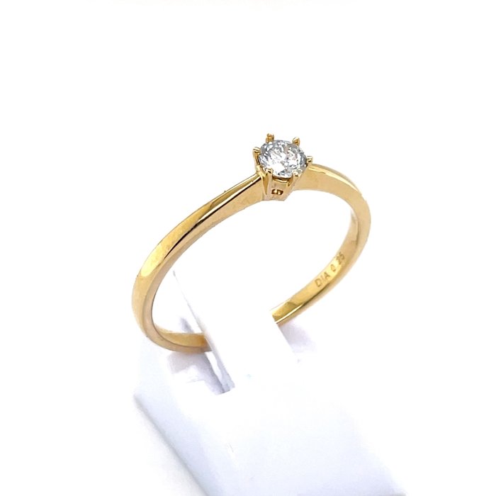 Image 2 of IGI Certificate Solitaire - 14 kt. Gold, Yellow gold - Ring - 0.25 ct Diamond
