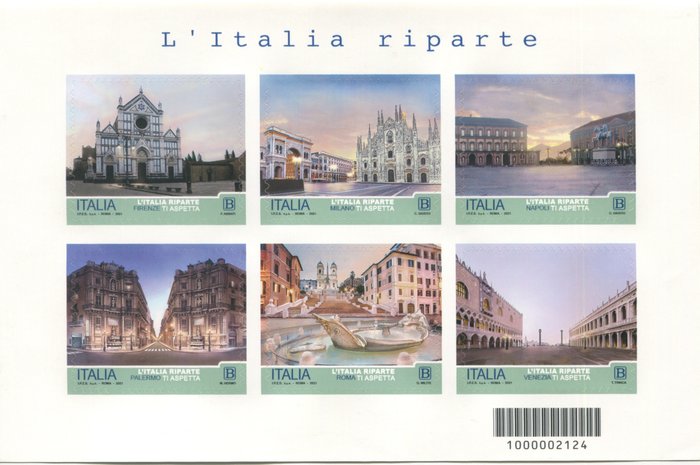 Italian Republic 2021 - Souvenir sheet ‘Italia riparte’, 6 values, mint