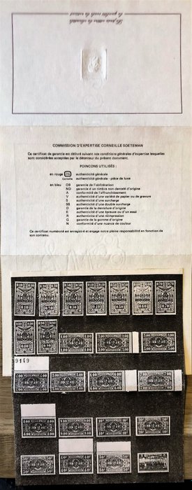 Belgique 1935 - Railway stamps 1923-1931 + Railway stamp no. SP191 With the overprint ‘BAGAGES-REISGOED’ - Zegels voor reisgoed OBP BA1/23 + BA24 met echtheidscertificaat Soeteman
