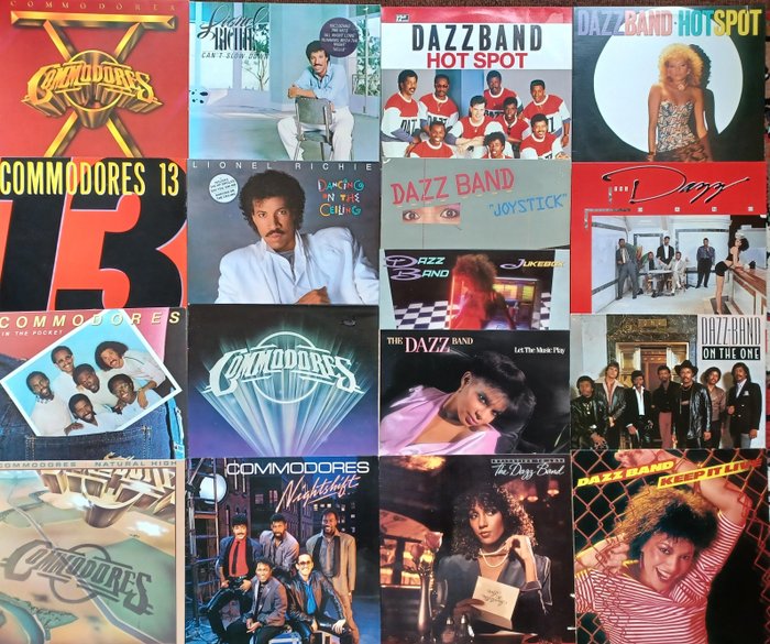 Commodores, Lionel Richie, The Dazz Band - 17x Vinyl - Big Motown Lot with 16 LP's plus a 12" Maxi single - Titoli vari - LP, Maxi Singolo 12'' pollici - Varie incisioni (come mostrato in descrizione) - 1978/1988