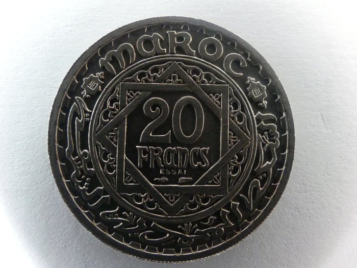 Marokko (Frans protectoraat). 20 Francs Essai, AH 1366/ AD 1947