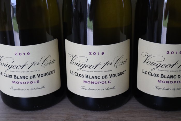 2019 Vougeot 1° Cru "Le Clos Blanc de Vougeot" Monopole Domaine de la Vougeraie - Borgogna - 3 Bottiglie (0,75 L)