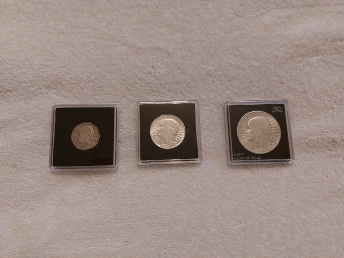 Polen. 2 & 5 & 10 Złotych 1932, 3 Coins