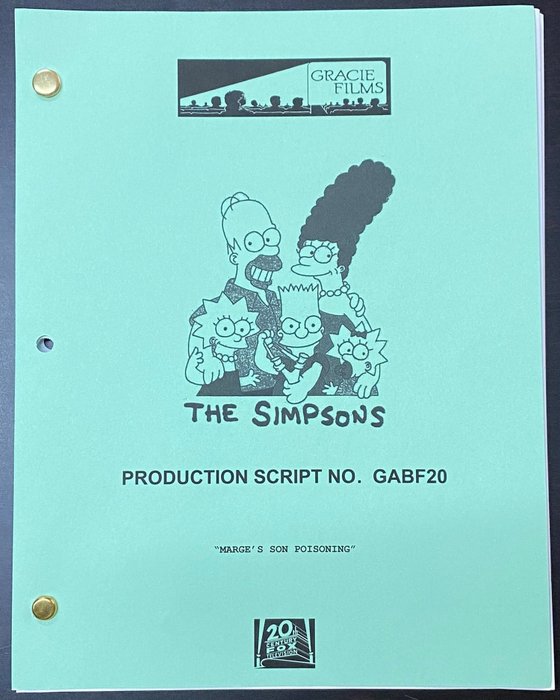 The Simpsons - Original production used Script - Gracie Films: 'Marge's Son Poisoning' - Not a Copy! (2005)