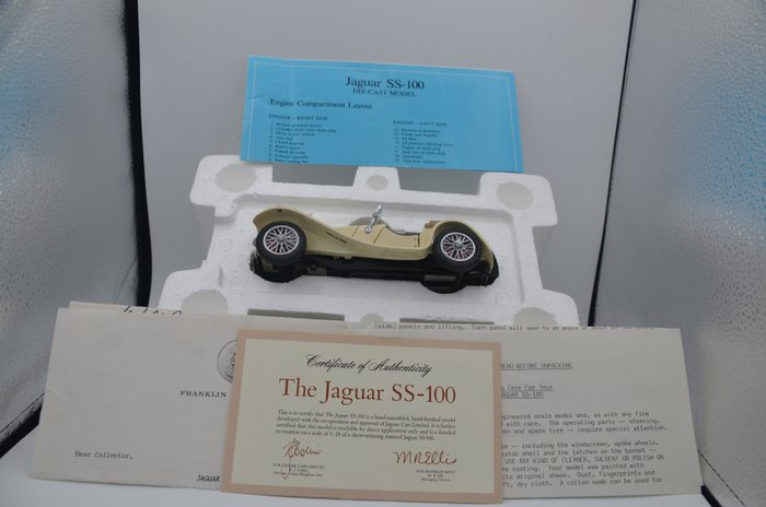 Franklin Mint - 1:24 - Jaguar SS-100 de 1938 - Uitstekende staat : . dozen (2) en papieren (x4)