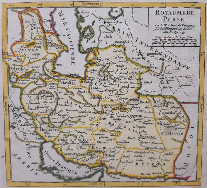 Iran, Persië; R de Vaugondy - Royaume De Perse - 1749