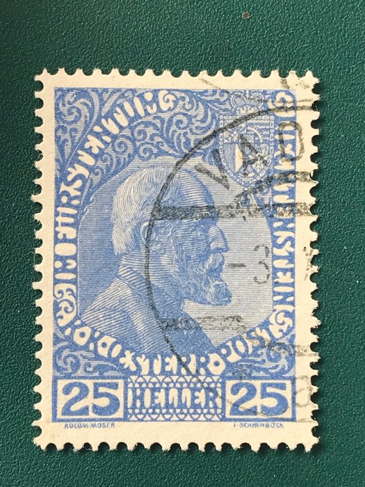 Liechtenstein 1912 - 25 Heller ultramarine with ‘Vaduz’ cancellation - Michel 3yb