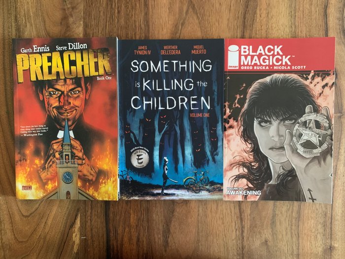 Preacher - Vol 1 - Something Is Killing The Children Vol 1 & 2 & 3 - Black Magick 1 - Transmetropolitan Vol 1 - Taschenbuch