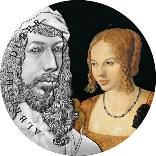 加纳. 10 Cedis 2021 Albrecht Dürer - Worlds Greatest Artists, 2 Oz (.999)