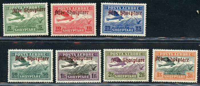 Albanien 1929/1928 - Airmail – overprints - Unificato NN. PA 22/28