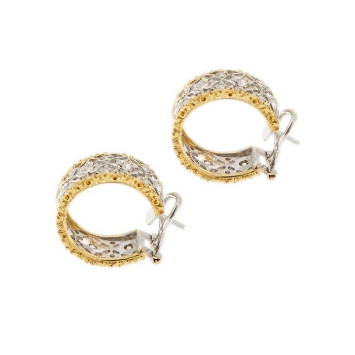 Image 3 of 18 kt. White gold, Yellow gold - Earrings - 1.18 ct Diamonds