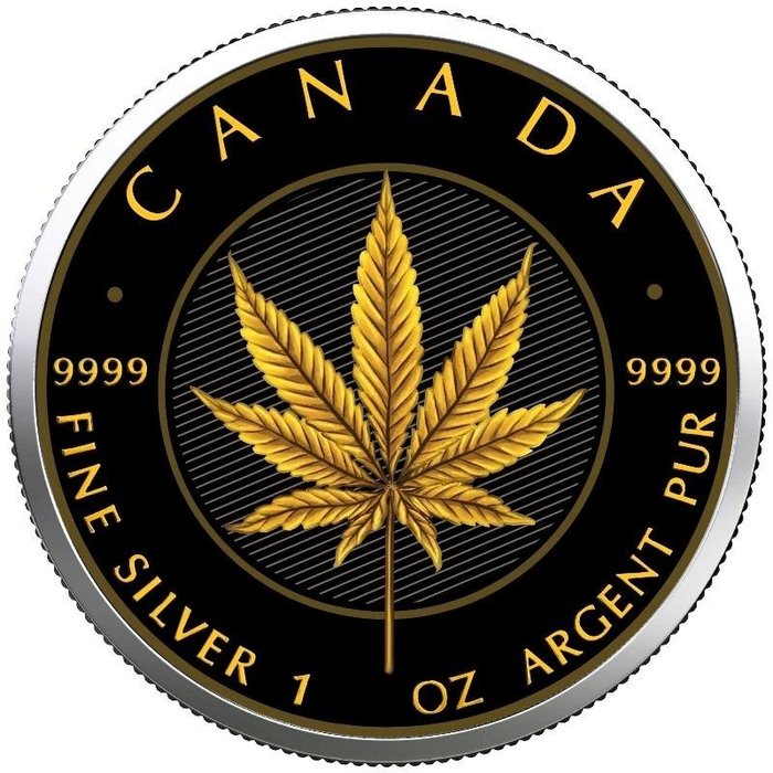 Canada. 5 Dollars 2022 - Marijuana Golden - 1 Oz with COA