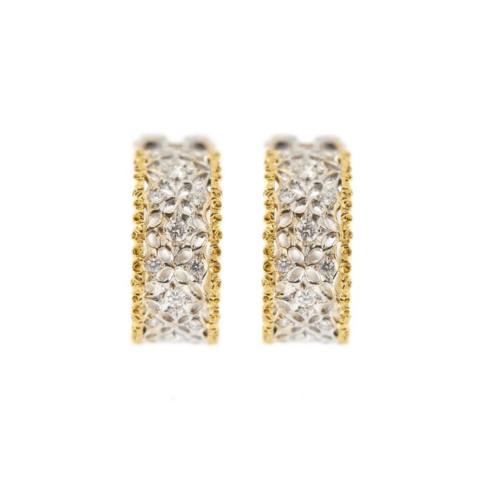 Image 2 of 18 kt. White gold, Yellow gold - Earrings - 1.18 ct Diamonds