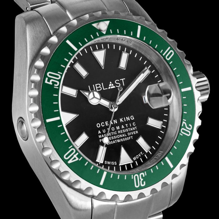 Ublast® - Ocean King - UBOK45200BL/GN - Sub 200 ATM - Automatic Swiss MOVT - Uomo - New