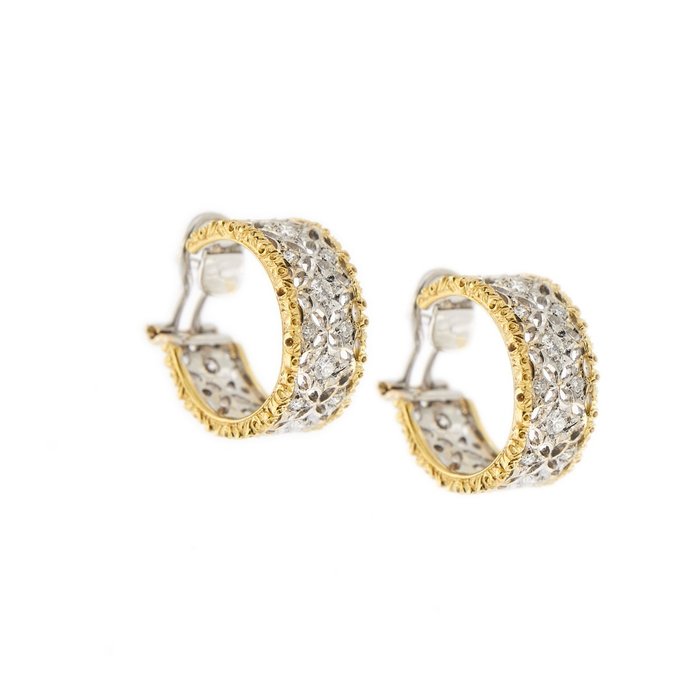 Preview of the first image of 18 kt. White gold, Yellow gold - Earrings - 1.18 ct Diamonds.