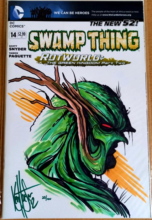 Swamp Thing #14 -"Numbered Only 25/100" - Signed and Original Color Sketch by  KEN HAESER "Dynamic Forces" - Eerste druk (2013)