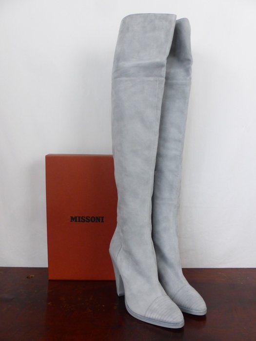 Missoni - Over Knee length baby blue suede boots IT 37 - Stivali sopra il ginocchio - Taglia: Scarpe / EU 37